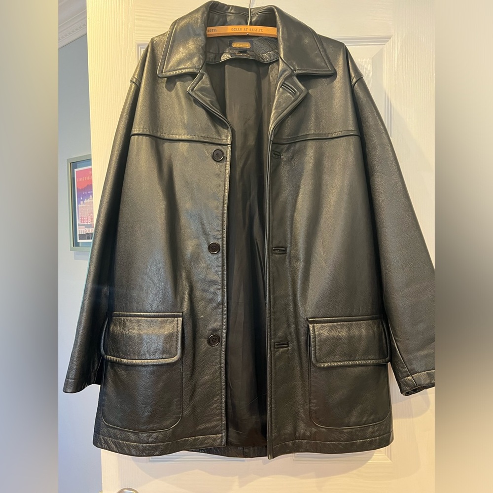 Vintage Coach Men’s Leather Jacket Black Medium